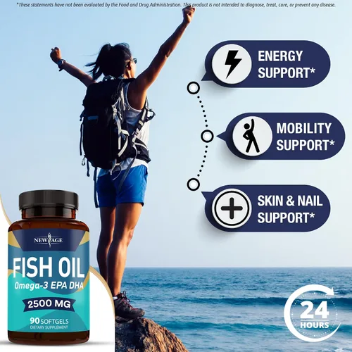 Miniatura 4 de NEW AGE Suplemento de aceite de pescado Omega 3 para el sistema inmunológico y de apoyo a la salud, promueve la salud de las articulaciones
