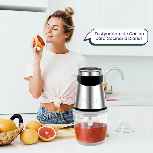 Miniatura 8 de BUMET Procesador eléctrico de alimentos, picador de verduras de 500 W con cuenco de vidrio de 2.5 tazas y cortador de acero inoxidable de 4