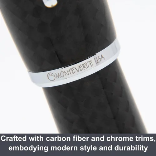 Miniatura 2 de Monteverde USA Super Mega - Bolígrafo de punta redonda de fibra de carbono, borde cromado, cuerpo de fibra de carbono duradero, recargable con Fibra