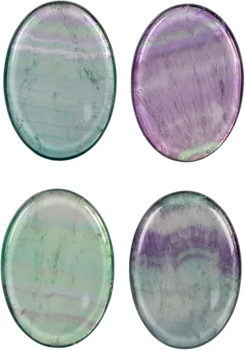 mookaitedecor Paquete de 4 piedras ovaladas para el pulgar, piedras preciosas pulidas para ansiedad, terapia de cristal, meditación, equilibrio,
