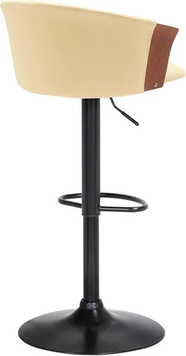 Miniatura 5 de Armen Living Lydia Taburete de bar de madera de nogal giratorio de mediados de siglo para encimera de isla de cocina en piel sintética color crema