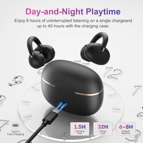 Miniatura 4 de OHAYO Auriculares de clip: Auriculares de oído abierto: 6.5H de tiempo de reproducción, 4.7g ultraligeros - 2025 Bluetooth inalámbrico 5.4