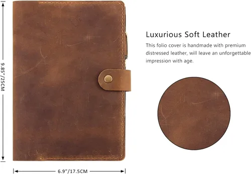 Miniatura 2 de Robrasim Funda de cuero para cuaderno Steno de 6 x 9 pulgadas, funda de cuero compatible con almohadillas Steno en espiral de 6 x 9, organizador