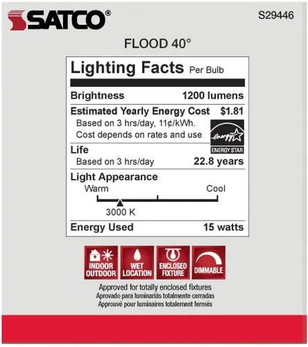 Miniatura 9 de Satco Bombilla S29446, blanco cálido