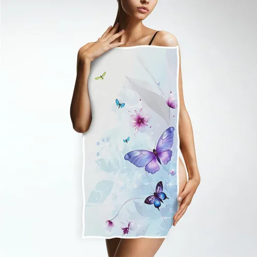 Miniatura 5 de Pfrewn Toallas de mano con mariposas 3D de 16 x 30 pulgadas en primavera y verano floral lila con flores abstractas, toalla de baño pequeña, toalla