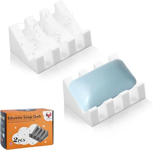 Miniatura 15 de Jabonera Autodrenante con Soporte, Jabonera de Silicona, para Baño, Cocina, Esponjas, Puede Extender la Vida del Jabón, Mantiene las Barras de Jabón