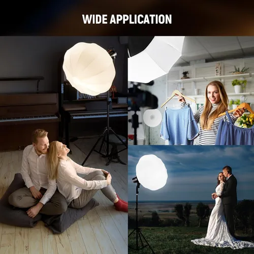 Miniatura 7 de NEEWER Softbox de linterna de 20"/50cm, Difusor de luz de liberación rápida de 360° con montaje Bowens de aleación de nylon ligera para luces