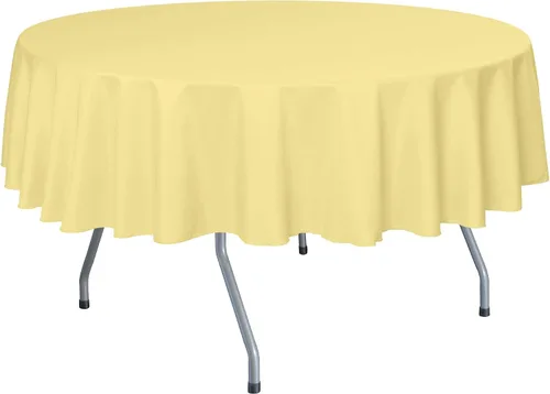 Miniatura 42 de Ultimate Textile Mantel redondo de lino de poliéster de 60 pulgadas, se adapta a mesas de menos de 60 pulgadas de diámetro, naranja neón