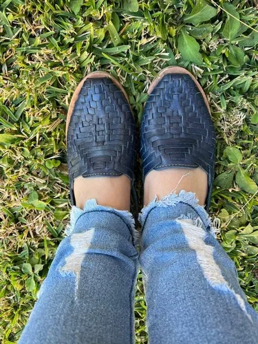 Miniatura 7 de Mexico en la Piel Sandalias Huarache de cuero. Zapatos planos cómodos para mujer.