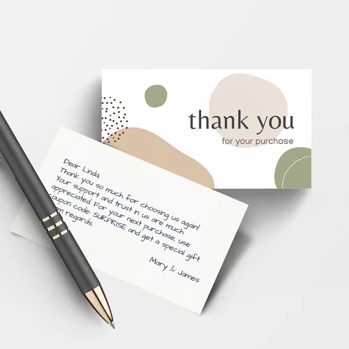 Miniatura 2 de CLEVER SIGNS Paquete de 200 tarjetas de visita de agradecimiento por tu compra, diseño elegante y profesional, recomendadas para minoristas