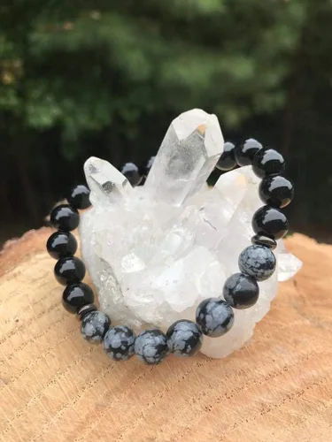 Miniatura 2 de Precious-GEMS Joyería Copo de nieve Obsidiana Pulsera Negro Onyx