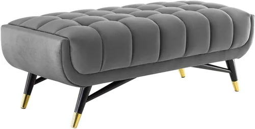 Modway Adept - Banco de terciopelo de rendimiento de 47.5 pulgadas, color gris