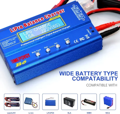 Miniatura 3 de Cargador de equilibrio de batería B6 Lipo 80W descargador para NiMH/NiCd (1-15S) LiPo/Li-ion/Life Battery (1-6S) RC Hobby Baterías Cargador