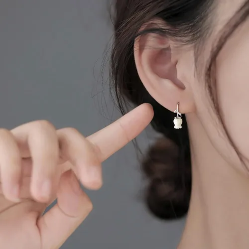 Miniatura 2 de Reffeer Aretes de plata de ley 925 maciza con diseño de flores para mujer