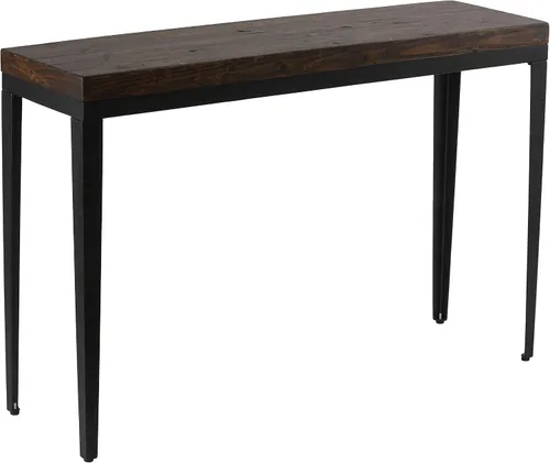 Miniatura 11 de Cortesi Home Omaha - Mesa auxiliar en madera maciza y meta, 22 pulgadas de alto, marrón oscuro
