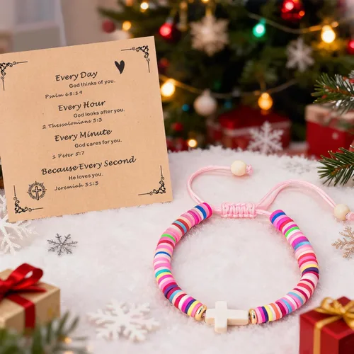 Miniatura 26 de Regalos navideños para niños, niñas adolescentes, mujeres, linda pulsera de cruz para niñas, regalos de Navidad cristianos para mujeres, ideas