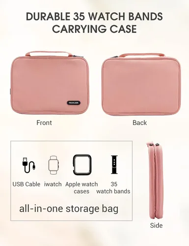 Miniatura 9 de Wearlizer Funda de almacenamiento para correa de reloj con capacidad para 35 correas, bolsa organizadora portátil compatible con Apple Watch, pin