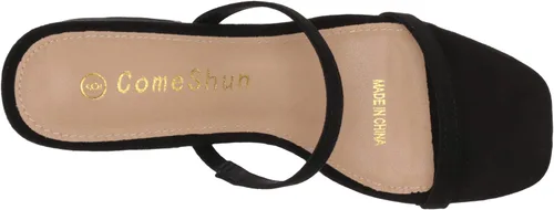 Miniatura 5 de ComeShun Sandalias de tacón bajo para mujer, con puntera abierta, puntera abierta, tacón de punta cuadrada