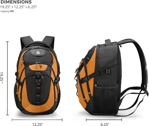 Miniatura 9 de swissdigital Mochila para portátil de viaje de negocios, para hombre y mujer, con puerto de carga USB inteligente, compatible con portátiles de 15.6