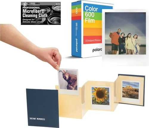 Polaroid - Película de color para cámaras Polaroid 600 y Polaroid Now, Lab y OneStep, paquete doble, con álbum de recuerdos instantáneos y paño de