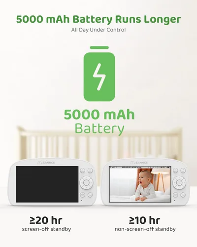 Miniatura 6 de SANNCE Monitor de bebé WiFi con cámara interior 1080P HD Seguridad para el hogar Pantalla de 5.5 pulgadas Inalámbrico 2.4GHz 5000mAh Batería