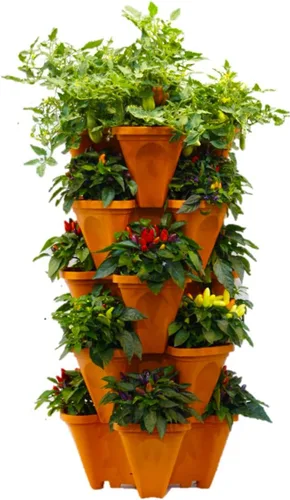 Miniatura 3 de Macetas apilables en vertical para jardinería, tamaño grande, de Mr. Stacky, haz crecer las plantas utilizando un espacio limitado y un mínimo