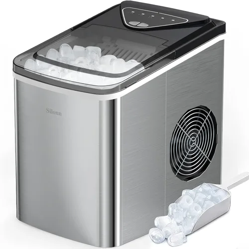 Miniatura 11 de Silonn Máquina de hielo de pepitas para encimera, producción diaria de hielo de 40 libras con tanque de agua extraíble de 3 L, máquina de hielo