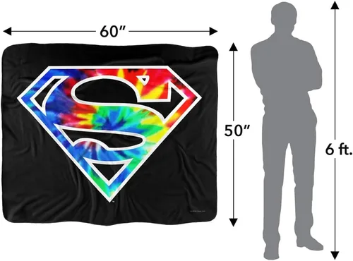 Miniatura 5 de Superman - Manta de 50 x 60 pulgadas, diseño de teñido anudado con logotipo de Superman sedoso al tacto, manta de sherpa súper suave