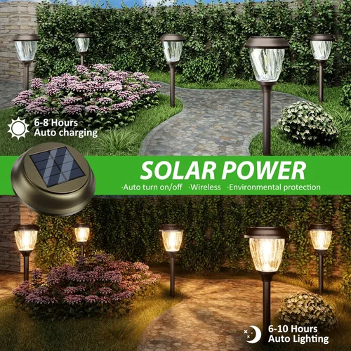 Miniatura 3 de XMCOSY+ Luces solares de camino para exteriores, luces solares de vidrio blanco cálido de 10/25 lm para patio y pasarela, iluminación de paisaje