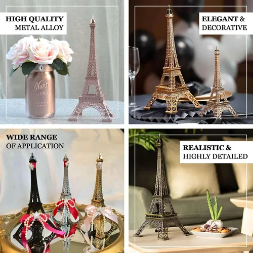Miniatura 4 de Efavormart - Centro de mesa de la torre Eiffel de metal negro de 10 pulgadas, elegante decoración de la torre Eiffel negra y figura decorativa