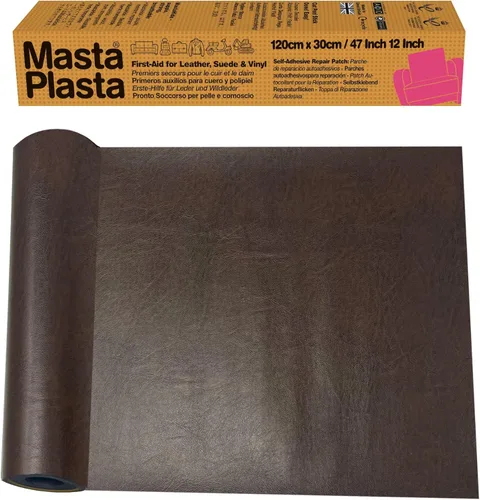 Miniatura 14 de MASTAPLASTA Cinta de reparación de cuero original, color gris pardo, 60 x 4 pulgadas (59.1 x 3.9 in). Calidad de tapicería. Parche de reparación