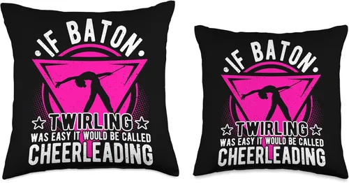Miniatura 3 de Baton Twirling Gifts For Girls & Majorettes Twirler, Cheerleading Joke, Dance Baton Majorette - Almohada de 18 x 18 pulgadas, multicolor