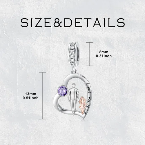 Miniatura 166 de PROESS Dije para padre, madre e hija, pulsera de plata de ley para pulseras, regalos de cumpleaños, día de San Valentín, para hija, madre, amante