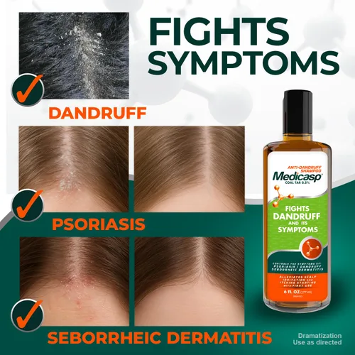Miniatura 3 de Medicasp Kit de champú y masajeador anticaspa - Alquitrán de carbón para caspa, psoriasis y dermatitis seborreica, cepillo masajeador del cuero