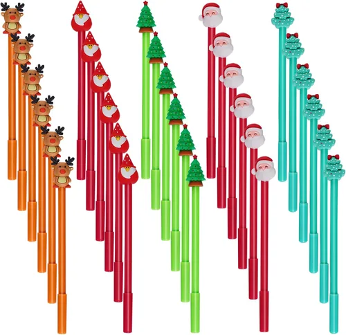 Miniatura 8 de jiebor 20 bolígrafos de tinta de gel de Navidad a granel con tinta negra para mujeres, suministros de oficina