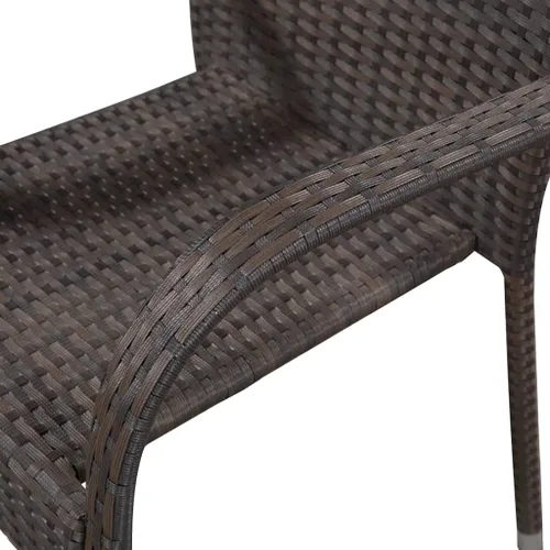 Miniatura 4 de 2 sillas de comedor de ratán para patio, sillas de patio apilables para exteriores, ratán de polietileno con reposabrazos y marco de acero, juego