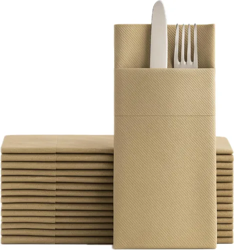 Miniatura 13 de Servilletas de papel desechables azul bebé con bolsillo incorporado para cubiertos, servilletas de tacto de lino absorbentes para cocina, baño