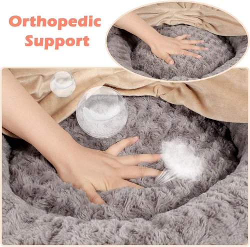 Miniatura 3 de GASUR Cozy Cuddler - Cama pequeña para perros y gatos con forma de dona redonda que alivia el instinto animal de cavar, con manta para mascotas