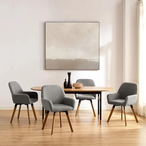 Miniatura 9 de Art Leon Sillas de comedor giratorias, juego de 2 sillas modernas de mediados de siglo, sillas tapizadas de tela de lino para cocina, comedor, silla