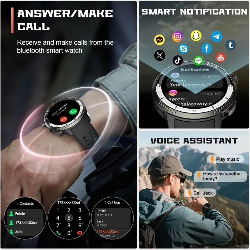 Miniatura 2 de Reloj inteligente (respuesta/hacer llamada), reloj inteligente para hombres y mujeres, pantalla AMOLED HD de 1.43 pulgadas, pista de actividad