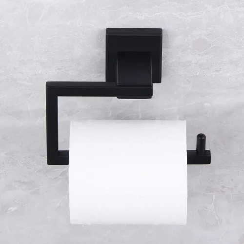 Miniatura 8 de Soporte de papel higiénico negro mate SUS 304 de acero inoxidable montado en la pared Soporte de rollo de papel higiénico para baño
