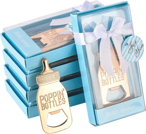 Lignt - 48 abrebotellas, regalos de baby shower para invitados, abrebiberones dorados de boda, regalos de baby shower, regalo para invitados, Azul