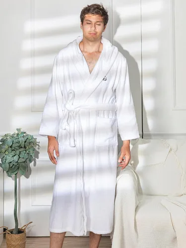Miniatura 5 de AW BRIDAL 2Pcs Couple Terry Cloth Robes 100% Cotton Hooded Spa Robe for Women Men Wedding Anniversary Engagement Gifts