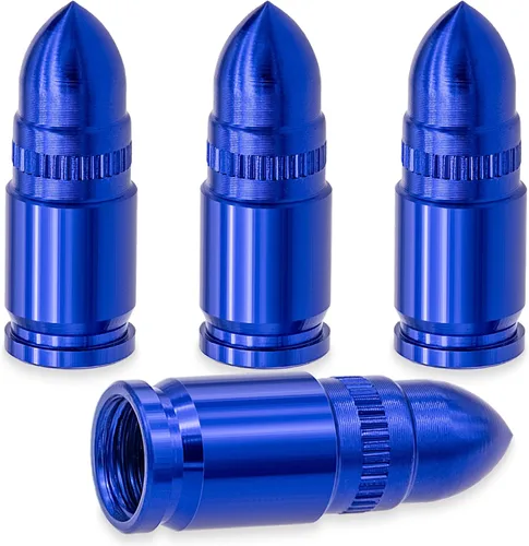 Miniatura 11 de 4 piezas de tapas de válvula de neumático estilo bala, resistentes a la corrosión, tapas universales de válvula de neumático de aleación de aluminio
