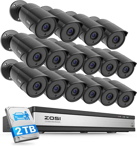 Miniatura 11 de ZOSI Sistema de cámara de seguridad 3K Lite de 16 canales con audio, detección de vehículos y humanos AI, visión nocturna, 8 cámaras con cable