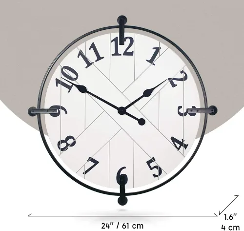 Miniatura 8 de Presentime & Co Farmhouse Series - Reloj de puerta de granero, 24 pulgadas, silencioso, sin ticks, hierro forjado sólido con diseño Shiplap