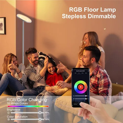 Miniatura 5 de LEPOWER Lámpara de pie brillante con 16 millones de opciones de color, control táctil y compatible con Alexa, Goolge Home, lámpara de pie regulable