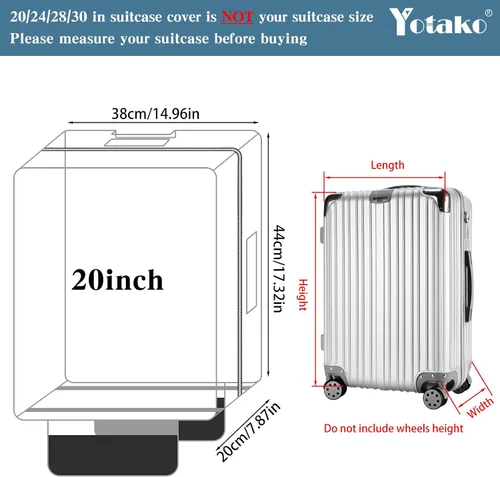Miniatura 2 de Yotako Protectores de cubierta de maleta de PVC transparente 24 28 30 pulgadas cubierta de equipaje para maleta con ruedas, Transparente, Pvc