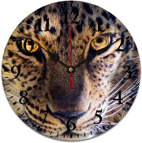 Miniatura 19 de Reloj de pared de madera de 12 pulgadas, reloj de pared de tigre majestuoso, movimiento de cuarzo, rayas de números arábigos, animales, vida Patrón 8