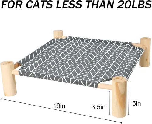Miniatura 4 de Patas Lague Hamaca Cama para Gatos y Perros Pequeños, Cama Elevada de Madera Transpirable para Mascotas Gatos Conejos con Refrigeración para Arrow